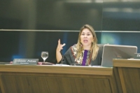 Leilyanne Feitosa fez o pronunciamento com críticas ao governador Camilo, aos políticos e aos integrantes do TCE, no plenário do TCM 