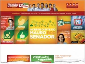 Fac-símile da capa do site do candidato ao Governo do Estado, Camilo Santana, representando a aliança liderada pelo governador do Estado, Cid Gomes