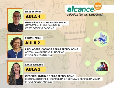 Alcance.Enem apresenta neste sábado aulas de Matemática, Literatura e História