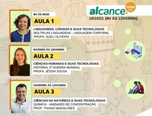 Alcance.Enem transmite aulas de Múltiplas Linguagens, História e Química