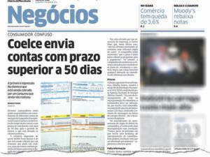 Fac-símile de uma das matérias com denúncias contra a Companhia Energética do Ceará, relacionadas à cobrança de consumo residencial na cidade de Fortaleza