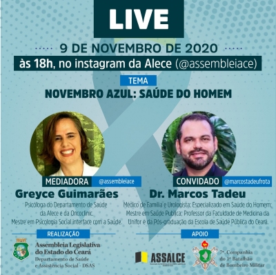 Departamento de Saúde da AL realiza live alusiva ao Novembro Azul