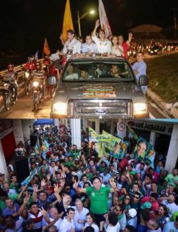 Camilo, Mauro e Izolda, ao lado de Cid, fizeram carreata no Crato, cujo prefeito apoia Eunício Oliveira/// Eunício e Tasso caminharam pelo Beco do Cotovelo, tradicional corredor comercial de Sobral