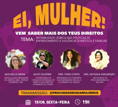 Projeto “Ei, Mulher” debate invisibilidade lésbica nas políticas de violência