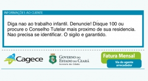 Conta de água traz canais de denúncia de violação de direitos de crianças e jovens