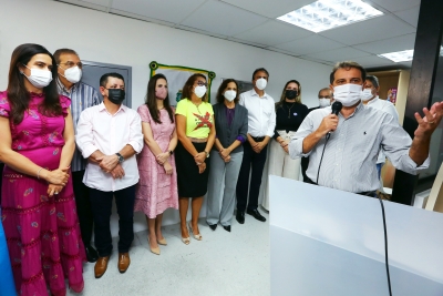 Presidente da AL, deputado Evandro Leitão fala durante inauguração do Complexo da Procuradoria da Mulher