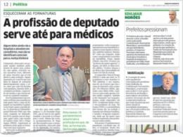 Fac-símile da publicação do Diário do Nordeste, edição da última quarta-feira, mostrando que até os médicos de formação têm como profissão a política