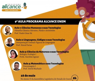 Programa Alcance Enem realiza aulas preparatórias neste sábado