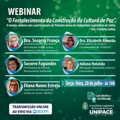 Webinar desta terça-feira destaca a cultura da paz