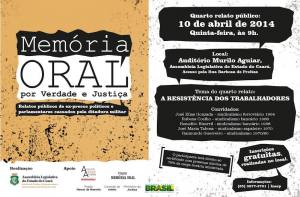 Cartaz: Memória Oral por Verdade e Justiça 