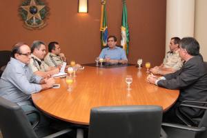 Presidente da AL-CE, deputado José Albuquerque (Pros) recebe visita do comandante geral da Polícia Militar do Ceará, coronel Lauro Prado