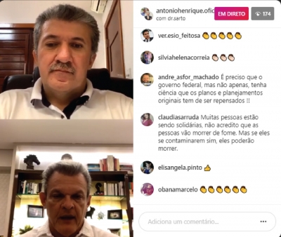 Em live, José Sarto e presidente da Câmara reforçam importância de isolamento social