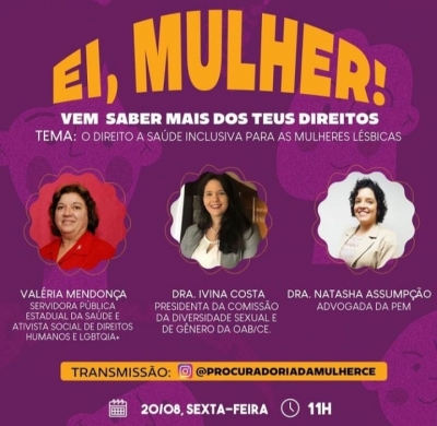 Saúde inclusiva para mulheres lésbicas é tema do projeto “Ei, mulher!” desta sexta